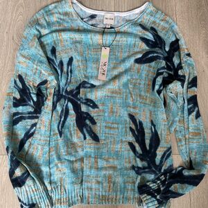 NIC+ZOE Teal and Navy Women's Blouse